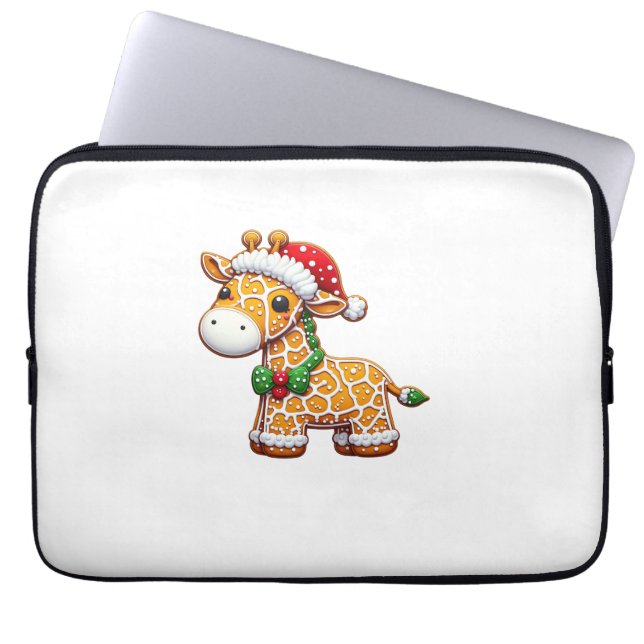 Grappige Gingerbread Man Giraffe Christmas Vrouwen Laptop Sleeve (Voorkant)
