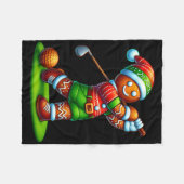 Grappige Gingerbread Man Golf Christmas Vrouwen Ma Fleece Deken (Voorkant (Horizontaal))