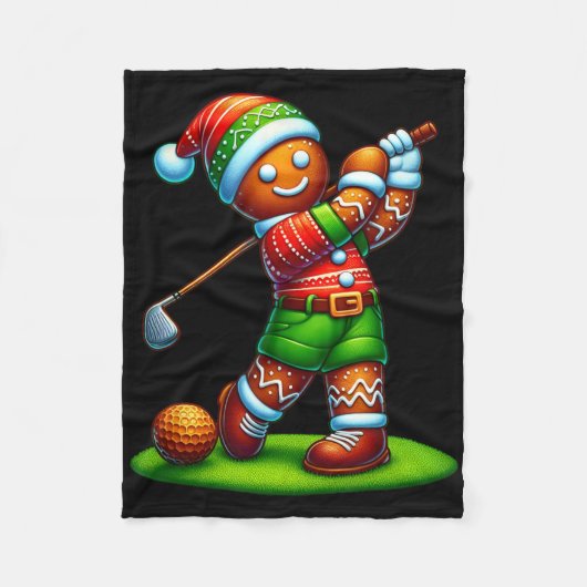 Grappige Gingerbread Man Golf Christmas Vrouwen Ma Fleece Deken (Voorkant)
