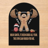 Grappige Gingerbread Man Kerst Gym Workout Acryl Uitnodigingen (Voorkant)