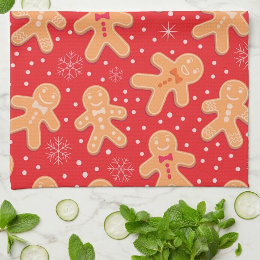 Grappige Gingerbread man koekjes op maat Baking Cr Theedoek (Gevouwen)