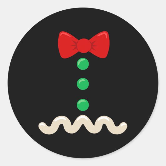 Grappige Gingerbread Man Kostuum Kerst Xmas Mannen Ronde Sticker (Voorkant)