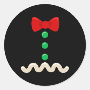 Grappige Gingerbread Man Kostuum Kerst Xmas Mannen Ronde Sticker