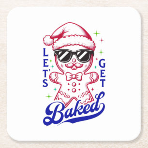 Grappige Gingerbread Man - Laten we gebakken worde Kartonnen Onderzetters