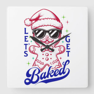 Grappige Gingerbread Man - Laten we gebakken worde Vierkante Klok