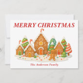 Grappige Gingerbread Village Scene Kerstmis Feestdagenkaart (Voorkant)
