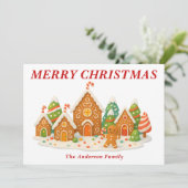Grappige Gingerbread Village Scene Kerstmis Feestdagenkaart (Staand voorkant)