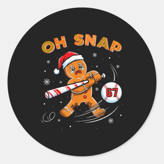 Grappige Gingerman Oh Snap 67 Baseball Meme Leuk Ronde Sticker (Voorkant)
