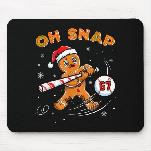 Grappige Gingermans Oh Snap 67 Baseball Meme Grapp Muismat (Voorkant)