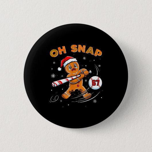 Grappige Gingermans Oh Snap 67 Baseball Meme Grapp Ronde Button 5,7 Cm (Voorkant)