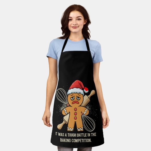 Grappige Gingermans "Taai Bakgevecht" Schort (Gedragen)