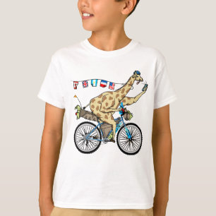 Grappige giraf bikebacking t-shirt