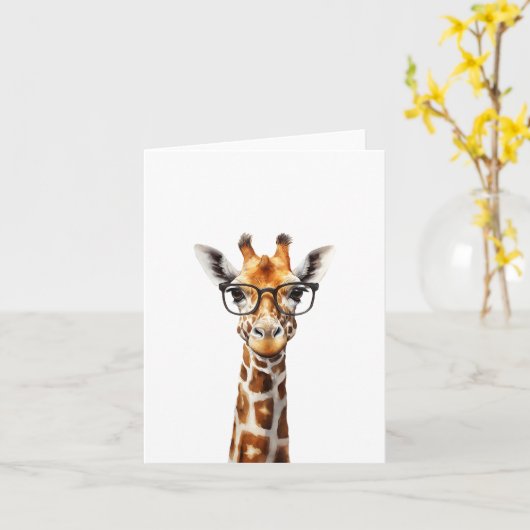 Grappige giraf met bril kaart (Gele Bloem)