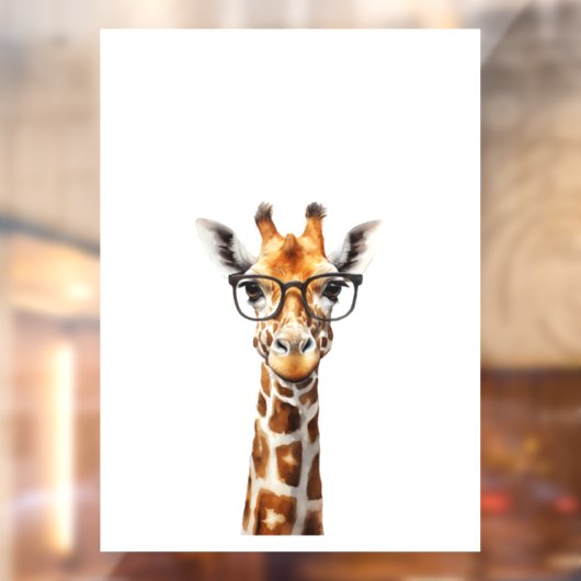 Grappige giraf met bril raamsticker (Vel 2)