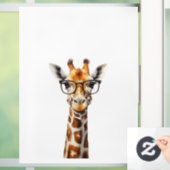 Grappige giraf met bril raamsticker (Huis)