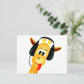 grappige giraf met hoofdtelefoon briefkaart (Staand voorkant)