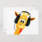 grappige giraf met hoofdtelefoon briefkaart (Voorkant / Achterkant)