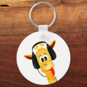 grappige giraf met hoofdtelefoon sleutelhanger (Voorkant)
