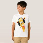 grappige giraf met hoofdtelefoon t-shirt (Voorkant volledig)