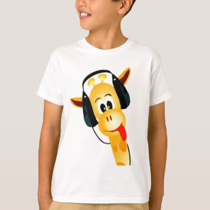 grappige giraf met hoofdtelefoon t-shirt