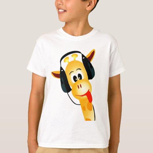 grappige giraf met hoofdtelefoon t-shirt (Voorkant)