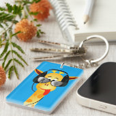 grappige giraf met hoofdtelefoon zomerbril sleutelhanger (Voorkant Rechts)