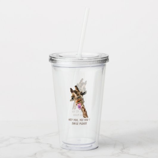 Grappige Giraffe Acryl Tumbler Acryl Drinkbeker (Achterkant)