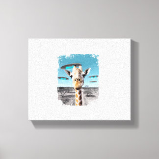 Grappige Giraffe Afrika Savannah Selfie met Alien Canvas Afdruk