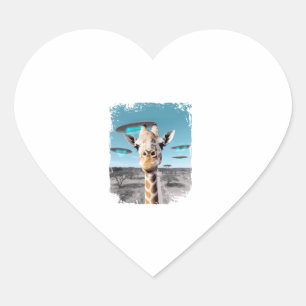 Grappige Giraffe Afrika Savannah Selfie met Alien Hart Sticker
