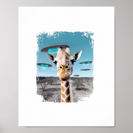 Grappige Giraffe Afrika Savannah Selfie met Alien Poster (Voorkant)