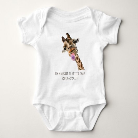 Grappige Giraffe Baby Bodysuit - Aangepaste tekst (Voorkant)