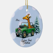 Grappige Giraffe Baby's Eerste Kerstmis Keramisch Ornament (Rechts)