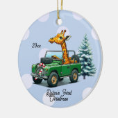Grappige Giraffe Baby's Eerste Kerstmis Keramisch Ornament (Links)