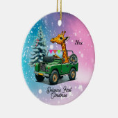 Grappige Giraffe Baby's Eerste Kerstmis Keramisch Ornament (Rechts)