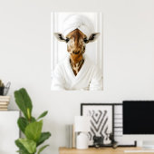 Grappige Giraffe Badkamer Print, Giraffe In Badjas Poster (Thuiskantoor)