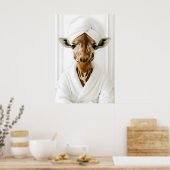 Grappige Giraffe Badkamer Print, Giraffe In Badjas Poster (Keuken)