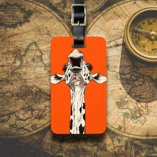 Grappige Giraffe Bagagelabel