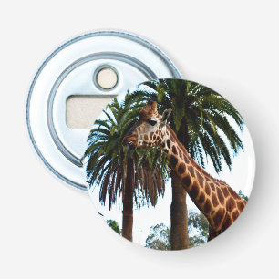Grappige Giraffe blazen een framboos, Button Flesopener