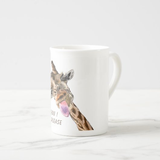 Grappige Giraffe Bone China Mok Glimlach - Aangepa (Voorkant rechts)