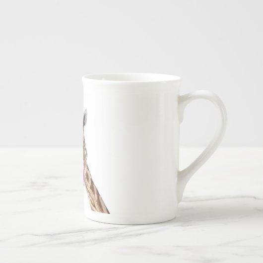 Grappige Giraffe Bone China Mok Glimlach - Aangepa (Rechts)