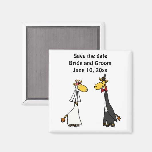 Grappige Giraffe bruid en bruidegom trouwkunst Magneet (Voorkant / Achterkant)