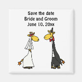 Grappige Giraffe bruid en bruidegom trouwkunst Magneet (Voorkant)