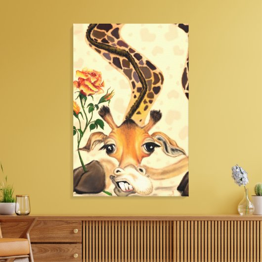 Grappige Giraffe Canvas Print (Insitu (Woonkamer))