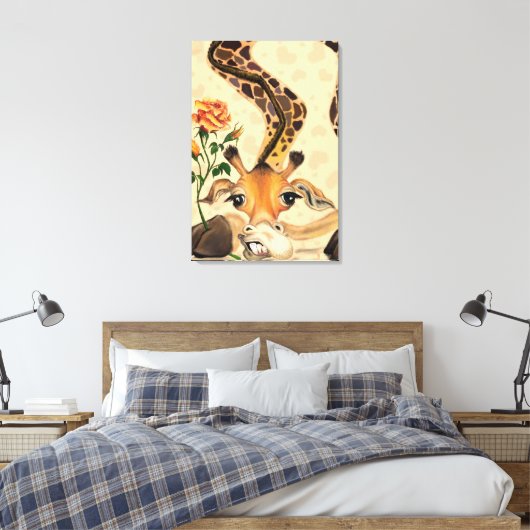Grappige Giraffe Canvas Print (Insitu (Slaapkamer))