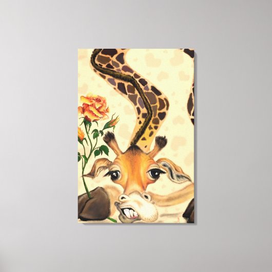 Grappige Giraffe Canvas Print (Voorkant)