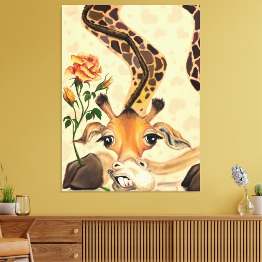 Grappige Giraffe Canvas Print (Insitu (Woonkamer))