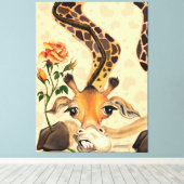 Grappige Giraffe Canvas Print (Insitu (Houten vloer))