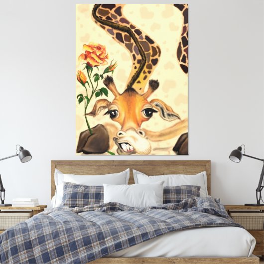Grappige Giraffe Canvas Print (Insitu (Slaapkamer))
