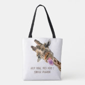 Grappige Giraffe Canvas tas - aangepaste tekst (Achterkant)