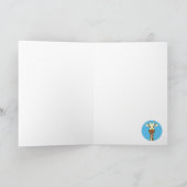 Grappige giraffe cartoon blauw kinderen verjaardag kaart (Binnen)